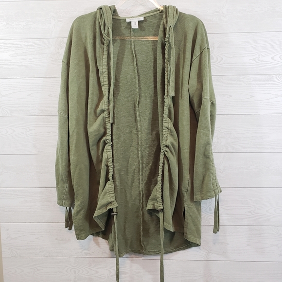 Motherhood Maternity Sweaters - Motherhood Maternity Green Ruched Hooded Cardigan